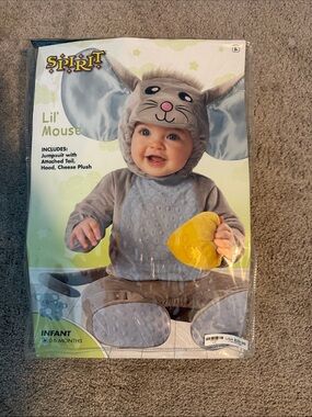 Spirit Lil' Mouse Infant Costume Hat & Plush - Gray with Pink Nose